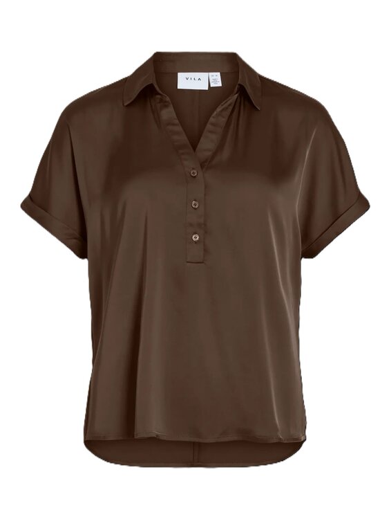 Vila glanzende top Vienna bruin -slate black
