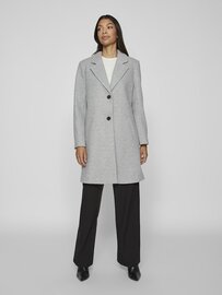 Vila button coat light grey melange
