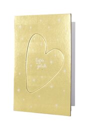 Zusss wenskaart kersthanger hartje liefde en geluk goud