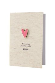 Zusss wenskaart magneet hartje - linnen roze