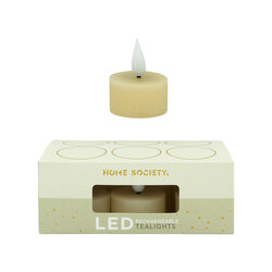 Led set/6 theelicht oplaadbaar gebroken wit