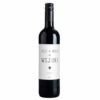 Fles wijn rood jij + mij