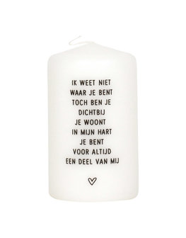 Zoedt kaars met gedicht - ik weet niet waar je bent