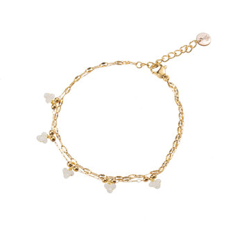 Armband stainless steel met wit B2318-1