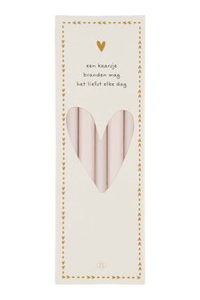 Zusss Doosje met 10 smalle kaarsjes beige
