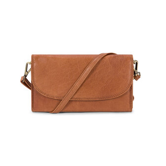 Bag2Bag leren tas-clutch Amalfi cognac