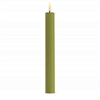 Set 2 led Real flame dinner candle olive 2.2*24 cm