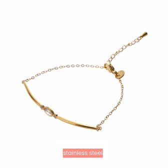 Day &amp; Eve stainless steel armband oval stone bangle