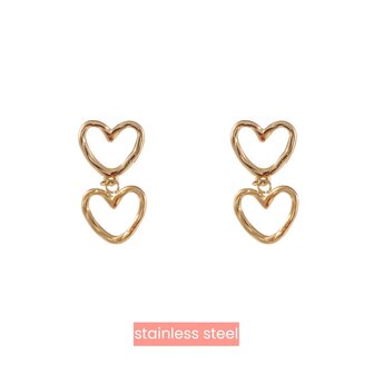 Day &amp; Eve by Go Dutch oorbellen double hearts E3772-2