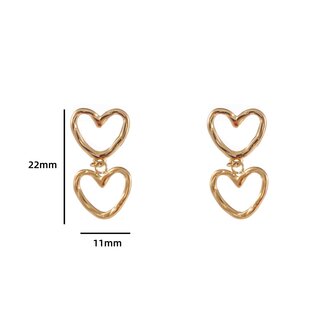 Day &amp; Eve by Go Dutch oorbellen double hearts E3772-2