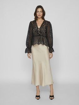 Vila Viellette high waist middellange rok 