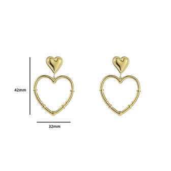 Day &amp; Eve by Go Dutch stainless steel oorbellen wrapped heart E4380-2