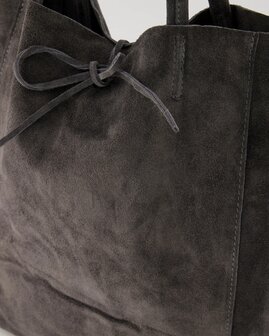 Suede shopper grijsblauw