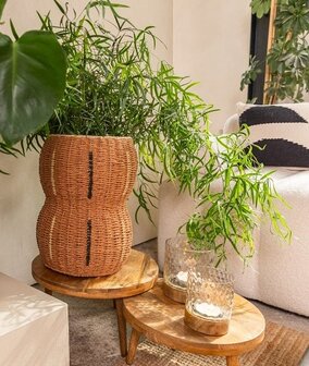 Windlicht Wila S glas/hout