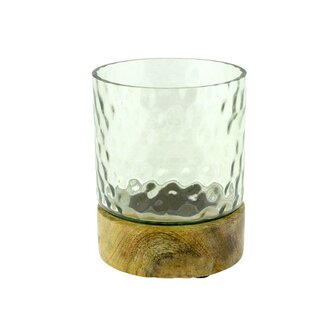 Windlicht Wila S glas/hout