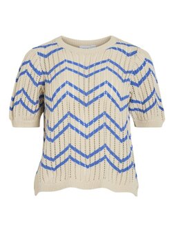Vila top viautra stripe birch/blue