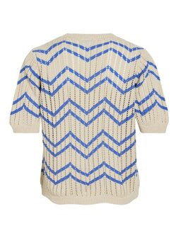 Vila top viautra stripe birch/blue