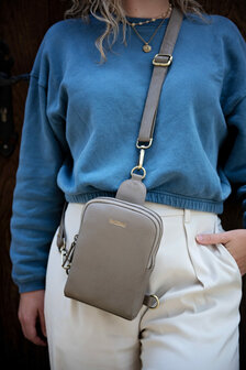 Bag2Bag Leren cross body bag Bodo taupe