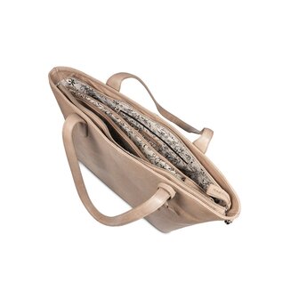 Bag2Bag Leren laptop tas Paris grey/taupe
