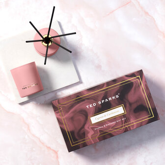 Ted Sparks giftset geurkaars en diffuser cypress &amp; cardamom