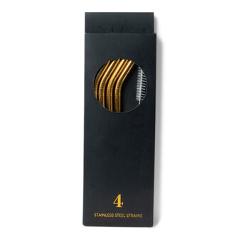 RVS rietjes goud set van 5