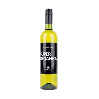 Fles witte wijn super bedankt