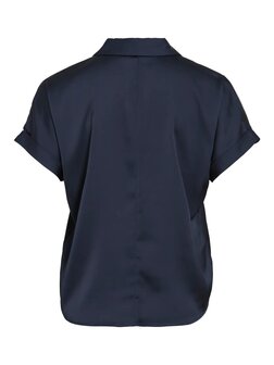 Vila glanzende blouse Vienna navy *gerecycled polyester* 