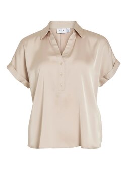Vila glanzende blouse Vienna cement *gerecycled polyester* 
