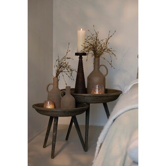 Vaas deco Jonai keramiek mat bruin 