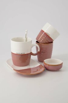 Zusss koffiemok happy burgundy/wit