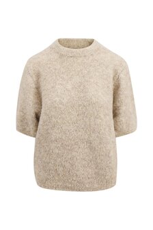 Zusss boucle trui  met ronde hals - beige