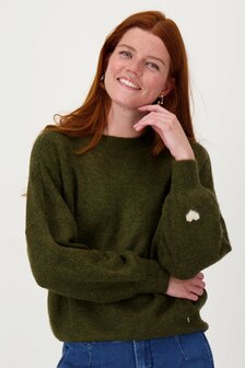 Zusss trui met hartje moss green