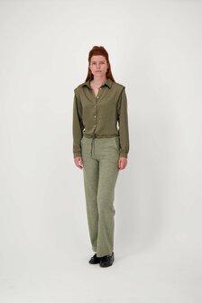 Zusss satijnen blouse - moss green
