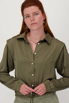 Zusss satijnen blouse - moss green