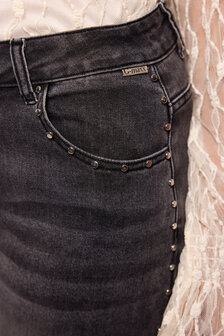 G-Maxx Neona wide leg jeans dark grey met studs