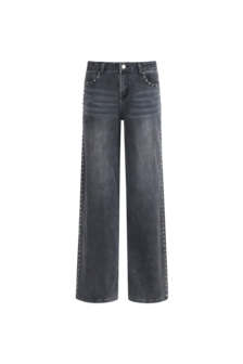 G-Maxx Neona wide leg jeans dark grey met studs