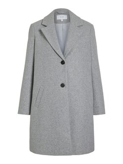 Vila button coat light grey melange