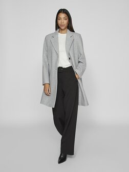 Vila button coat light grey melange