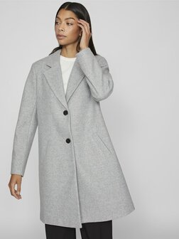 Vila button coat light grey melange