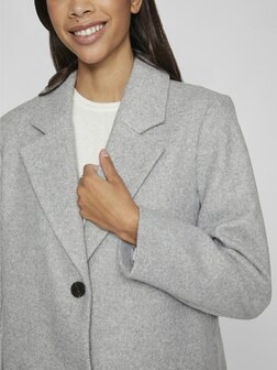 Vila button coat light grey melange