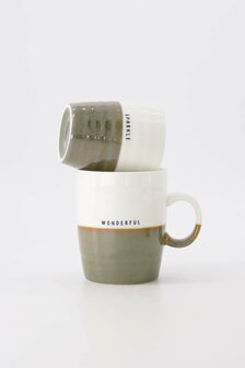 Zusss koffiemok sparkle wit/donkergroen