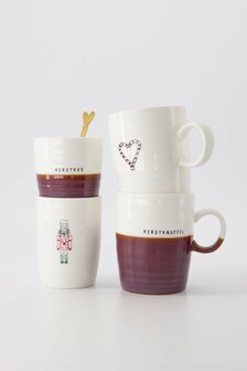 Zusss koffiemok kerstkus wit/donkerrood