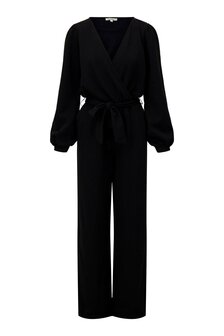 Zusss overslag jumpsuit zwart met lurex