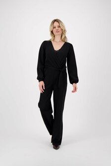 Zusss overslag jumpsuit zwart met lurex