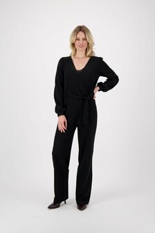 Zusss overslag jumpsuit zwart met lurex