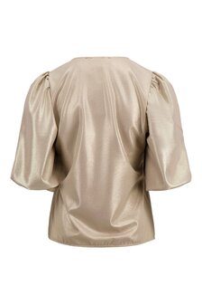 Zusss top met pofmouw lurex beige goud