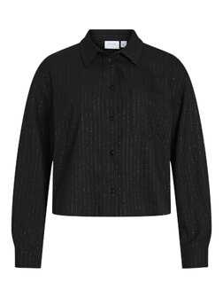 Vila kort blouse jasje met zilverdraad