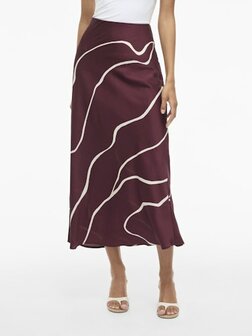 Vila Viellette high waist middellange rok print fig