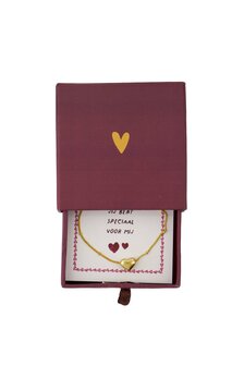 Zusss armband hartje in schuifdoosje rood