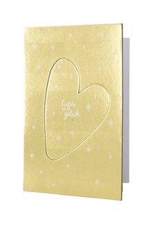 Zusss wenskaart kersthanger hartje liefde en geluk goud